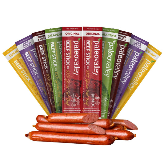 Paleovalley 100% Grass Fed Beef Sticks - High Protein Snack
