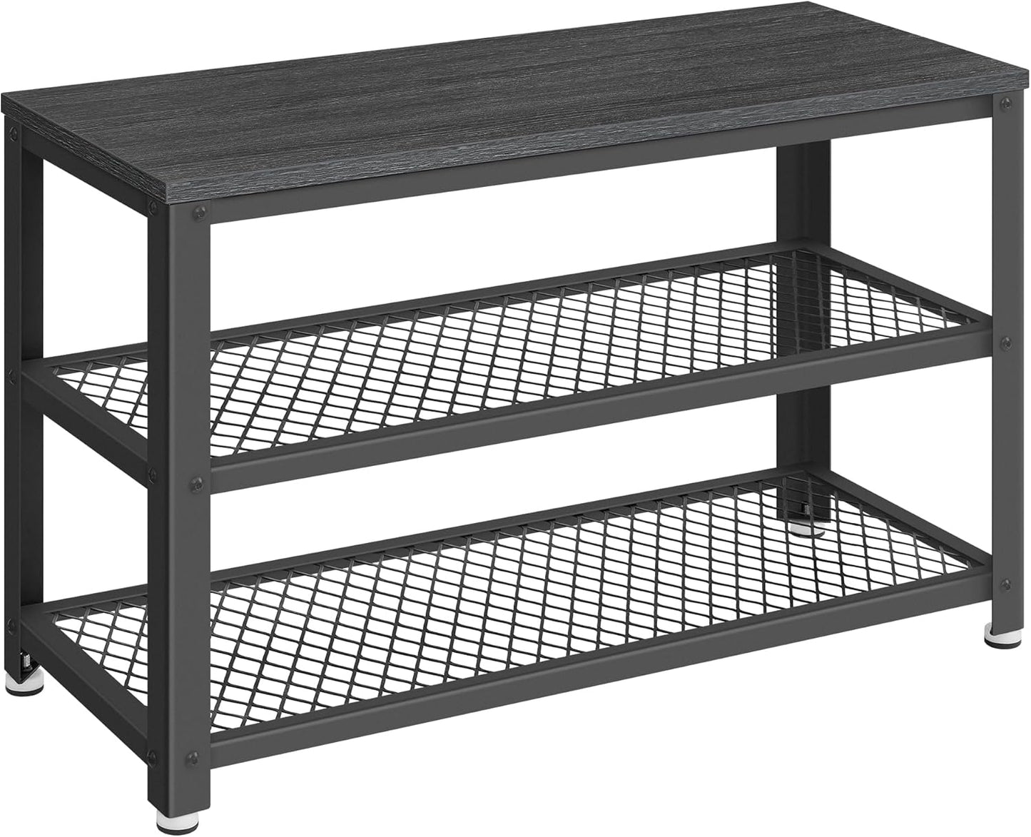 VASAGLE 3-Tier Shoe Rack with Metal Mesh Shelves for Entryway