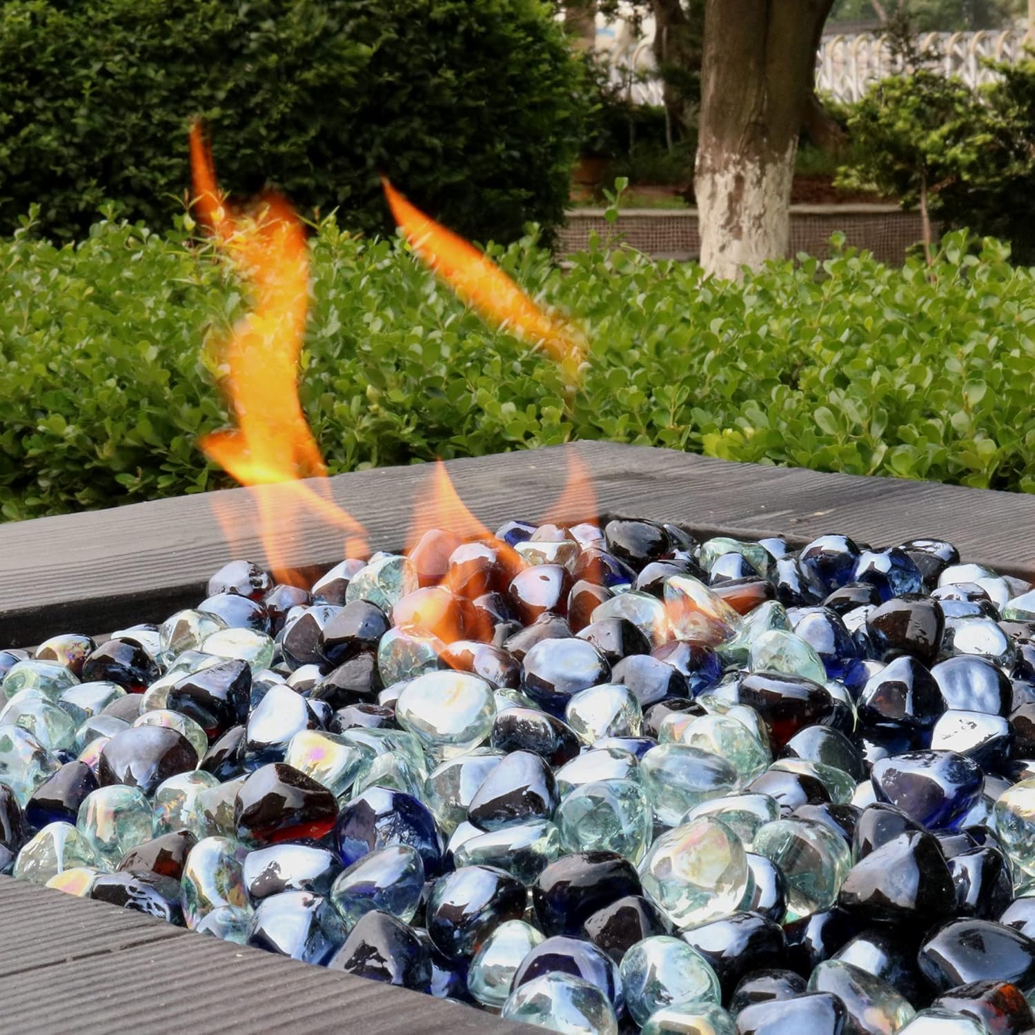 Fire Glass Diamond 1 Inch Fire Pit Glass Rocks for Unique Ambience