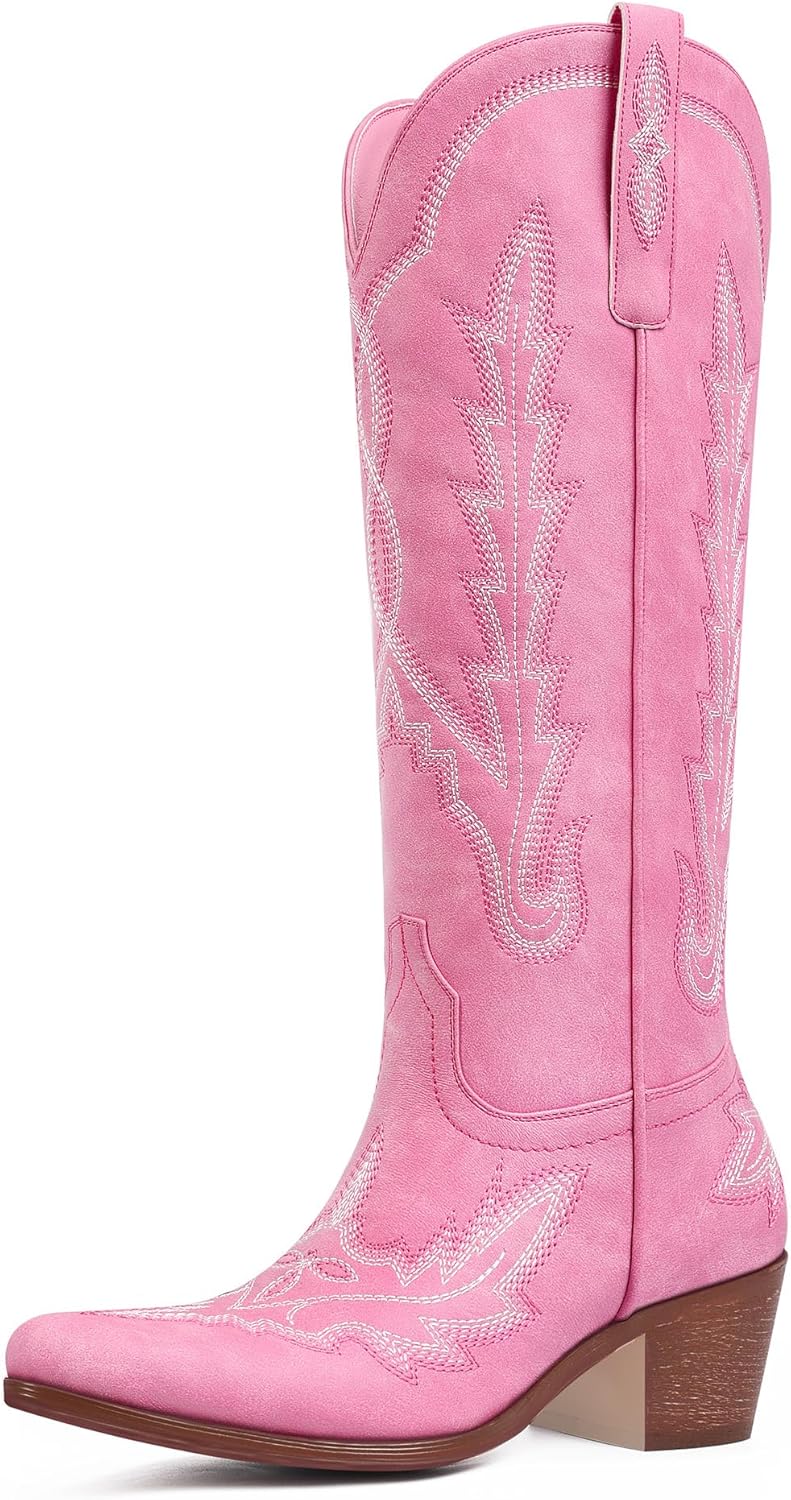 Ouepiano Cowboy Boots for Women with Classic Embroidery Style