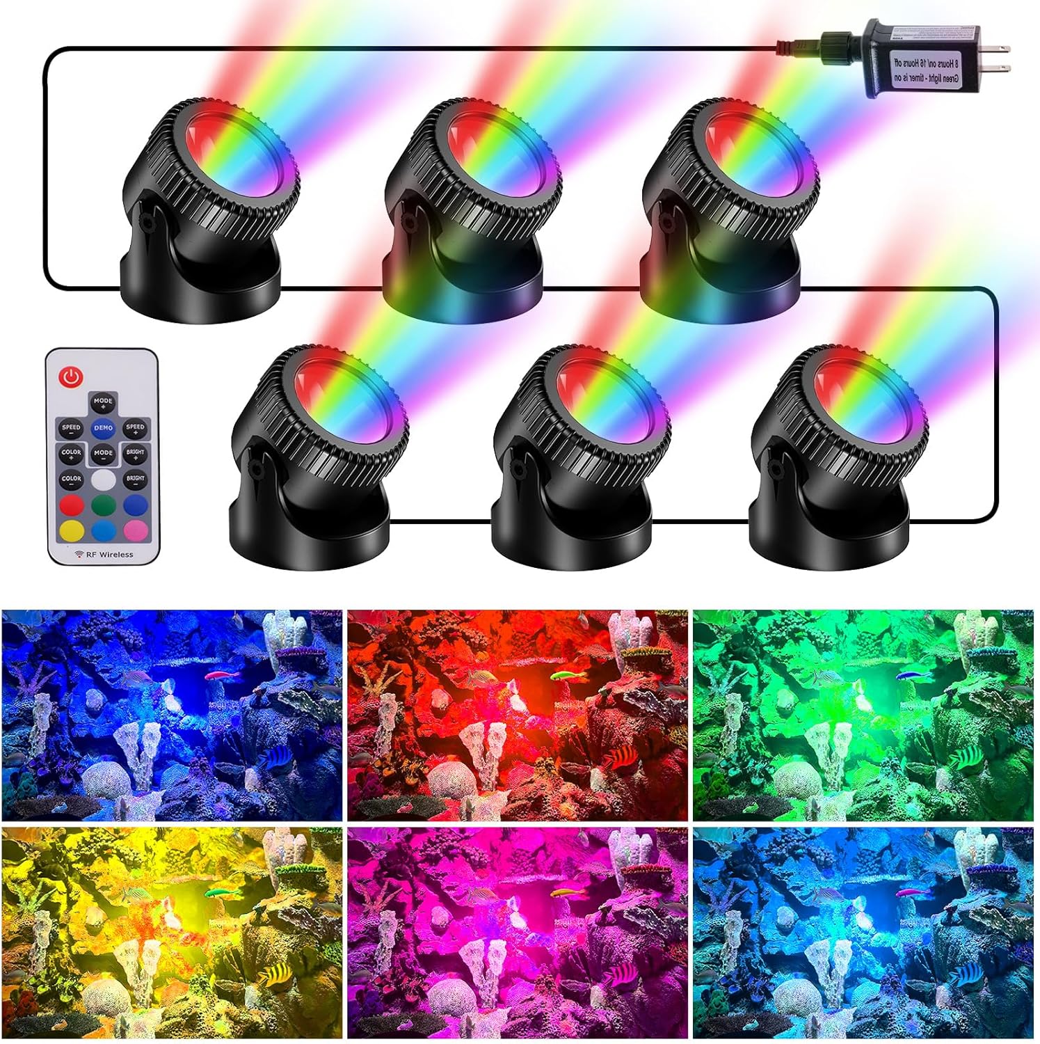 POPOSOAP Pond Lights with Timer - RGB Underwater Lighting Solution