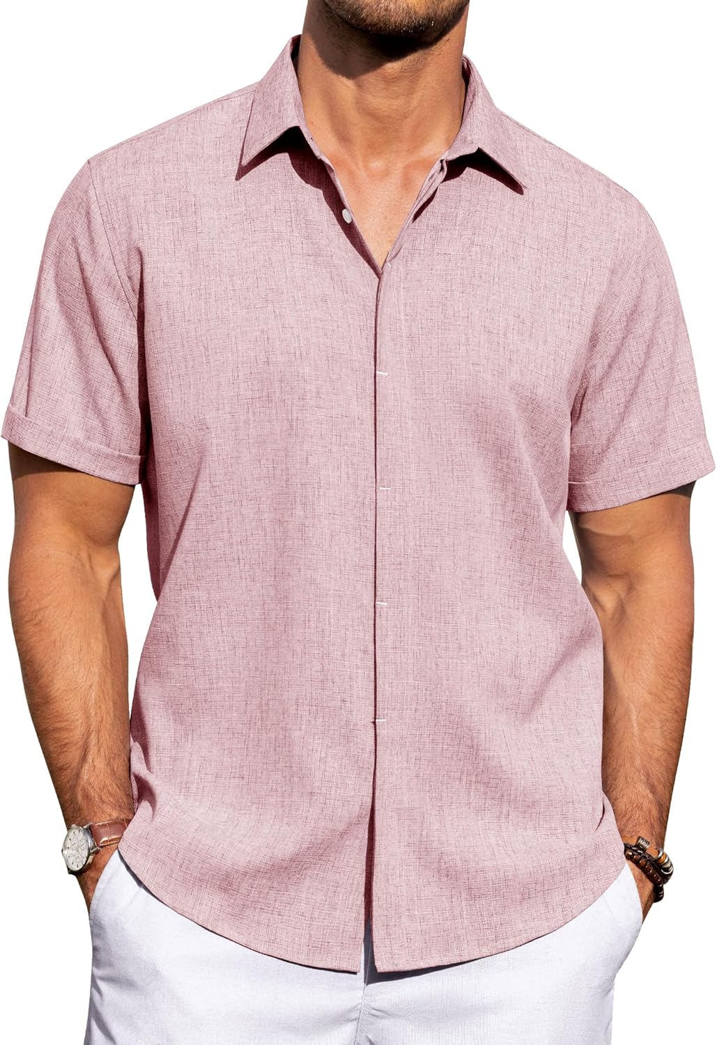 J.VER Men's Linen Shirts for Casual Summer Beach Weddings