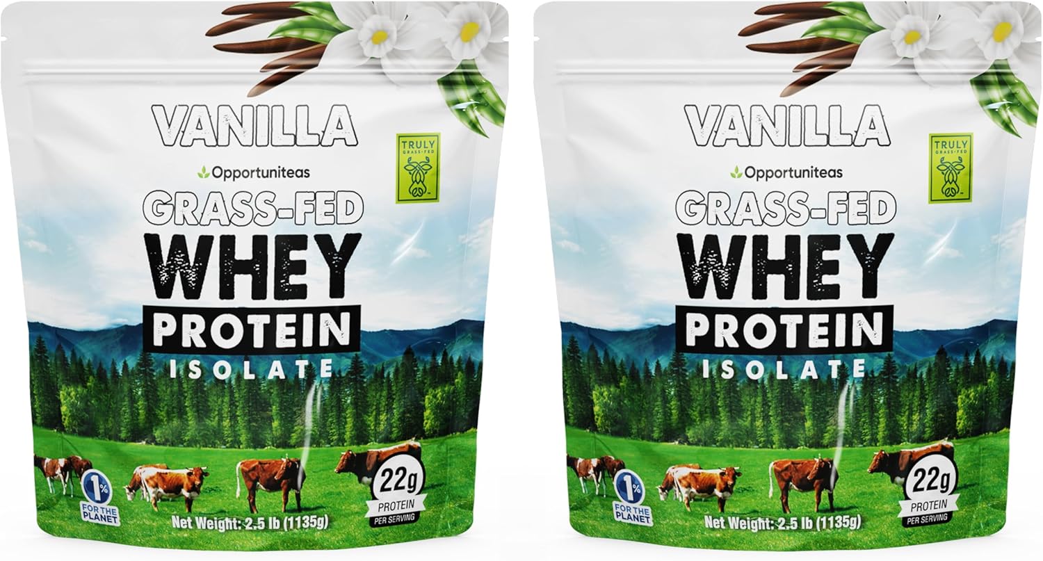 Opportuniteas Grass Fed Vanilla Whey Protein Isolate Powder