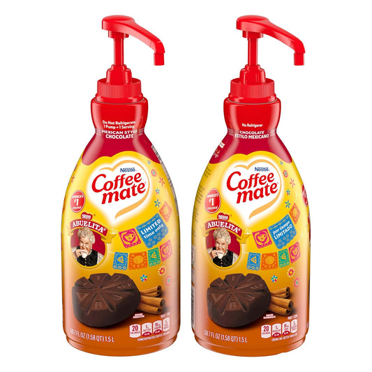Nestle Coffee Mate Abuelita Chocolate Flavor, Pump Bottle, Non-Dairy, No Refrigeration, 50.7 oz - 2 Pack
