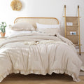 Full Size Beige Ruffle Comforter Set - Soft Fluffy Year-Round Comfort