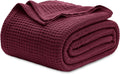 100% Cotton Waffle Blanket Queen Size Red - Gentle, Breathable Comfort