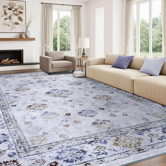 FinRec 6x9 Rugs for Living Room, Vintage Floral Design