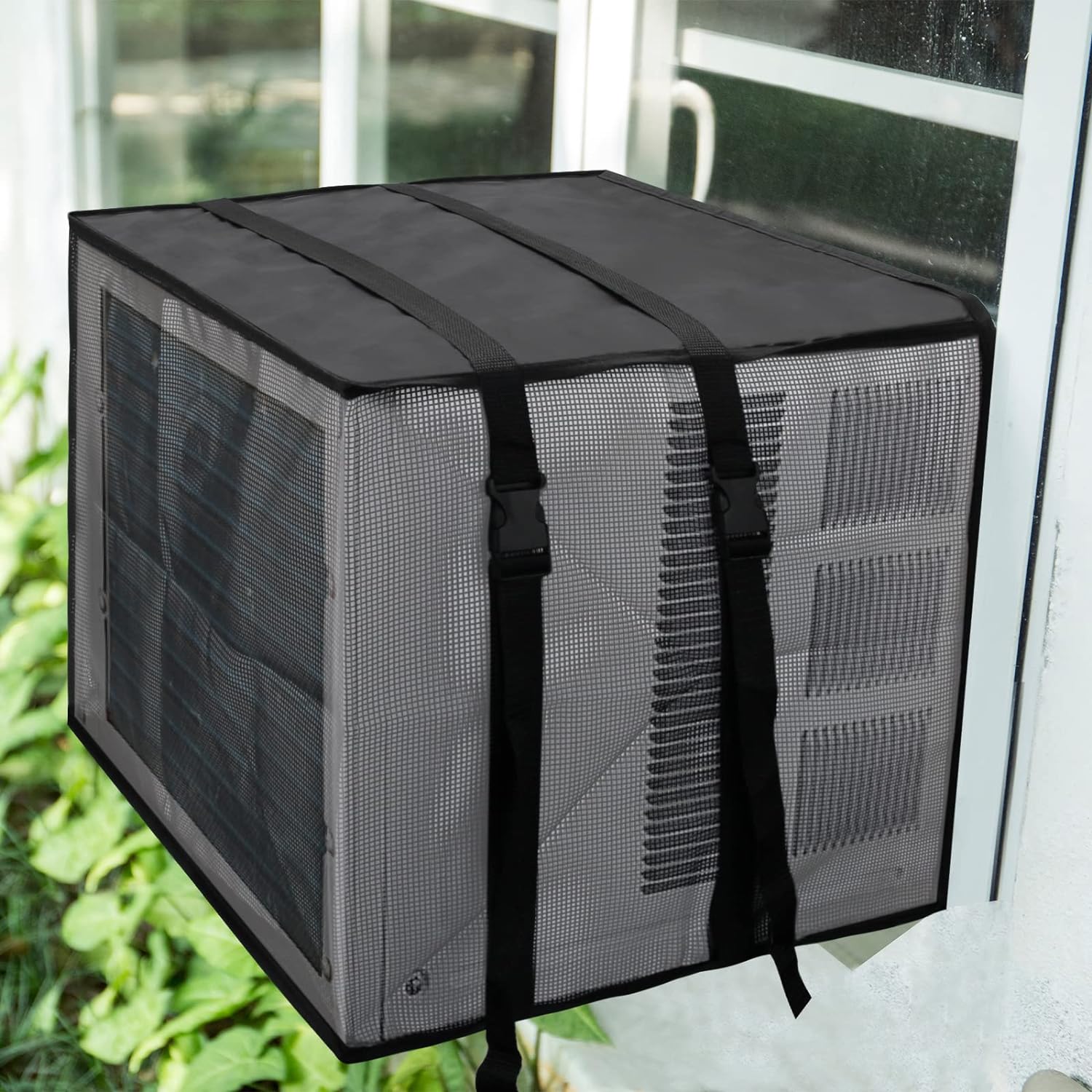 Outdoor AC Insulation Cover by Luxiv - Black Waterproof Mesh