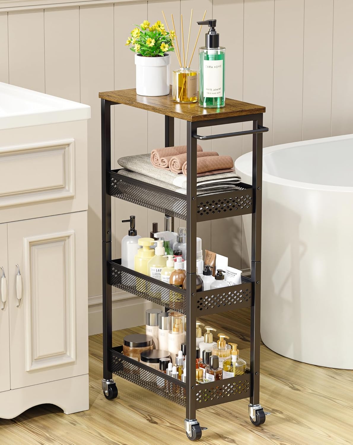 Utility Slim Storage Cart for Narrow Spaces and Small Areas