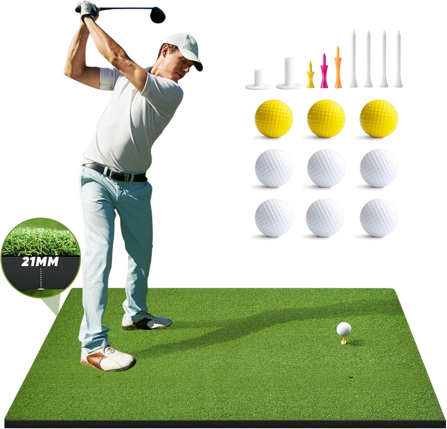 Premium 5x4ft Dual-Turf Golf Mat Set - Improved Practice Anywhere!