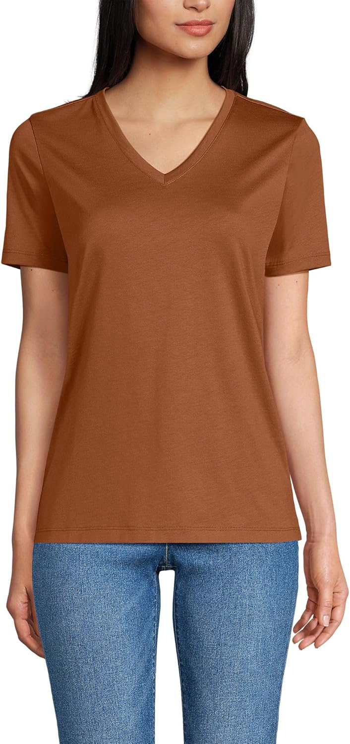 Relaxed Supima Cotton V-Neck T-Shirt for Women - Comfort & Style