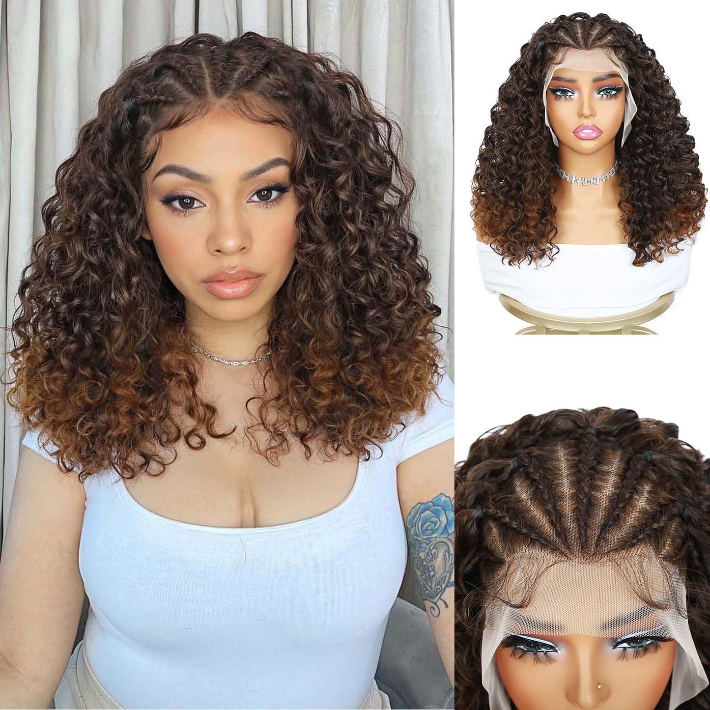 Quantum Love Braided Wigs for Black Women - 16 Inch Curly Bob