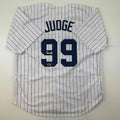 Facsimile Autographed Aaron Judge Pinstripe Jersey for Fans