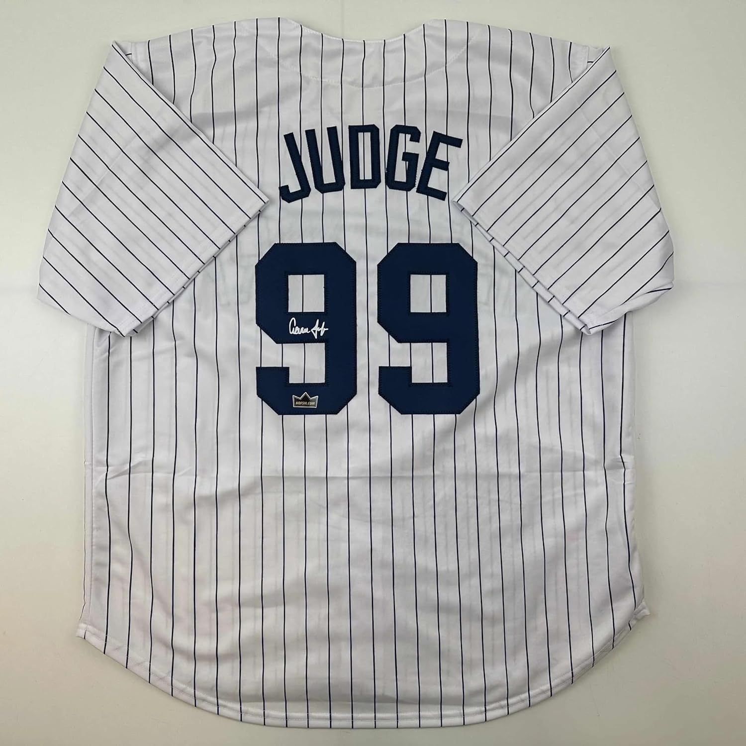 Facsimile Autographed Aaron Judge Pinstripe Jersey for Fans