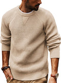 Mens Waffle Crewneck Sweater with Raglan Sleeve - Warm Knit