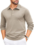 Mens Knit Polo Sweater Long Sleeve Polo Collared Sweaters for Men