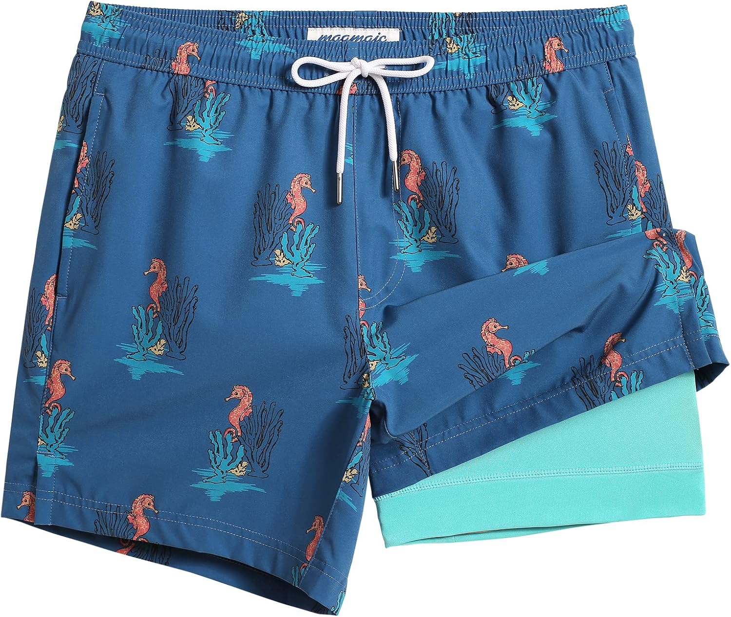 maamgic Mens 5 Inch Stretch Swimming Shorts for Beach Wear