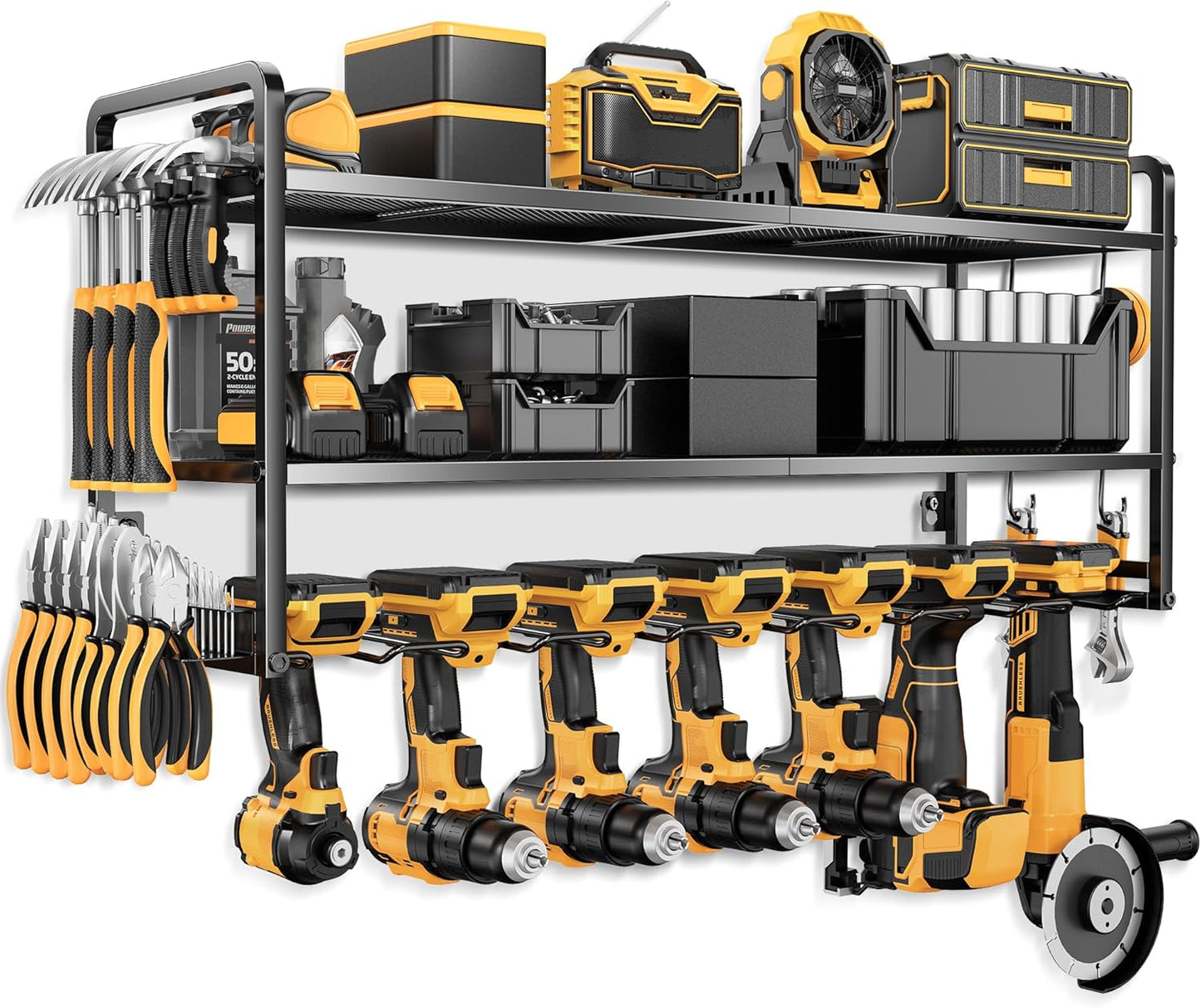 Wall-Mount Power Tool Organizer - 3 Layer Rack, 150lbs Capacity