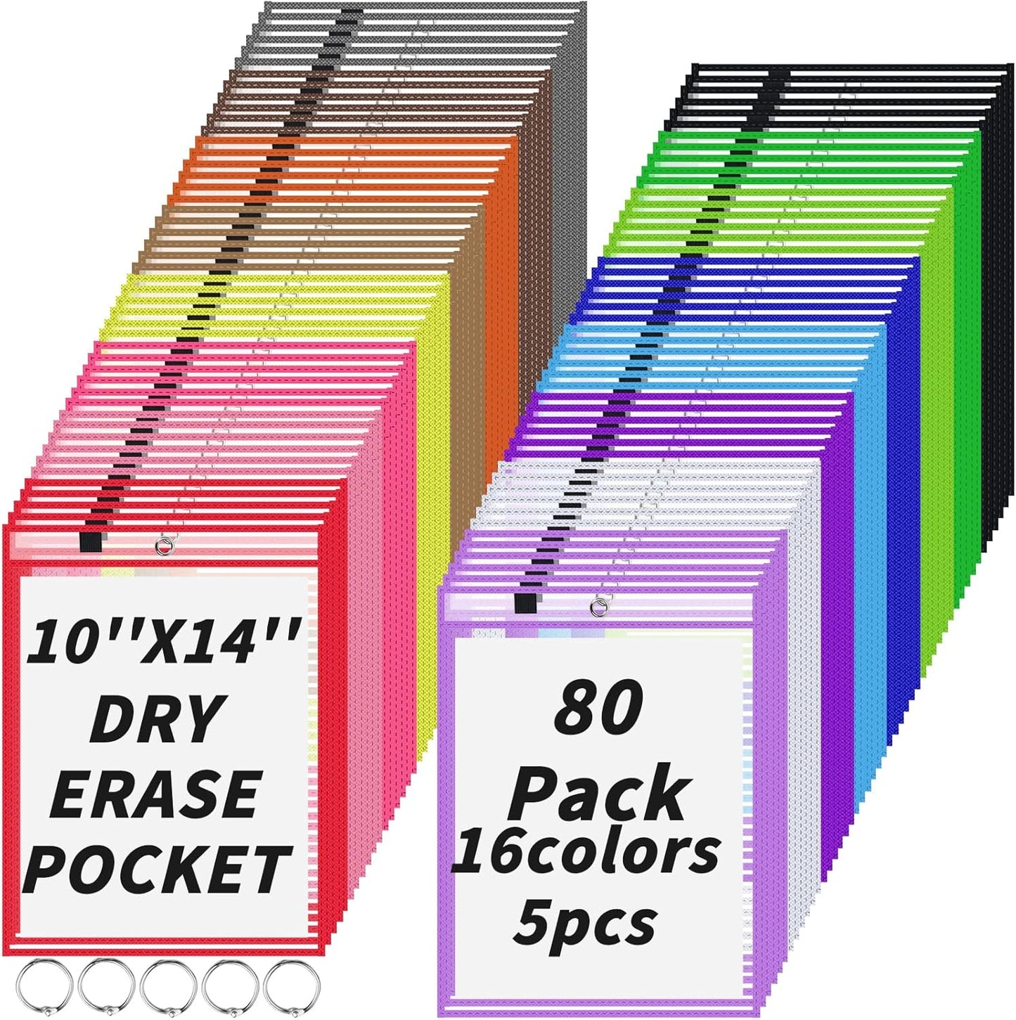 80 Packs Dry-Erase Pockets Bulk for Classroom and Office Use