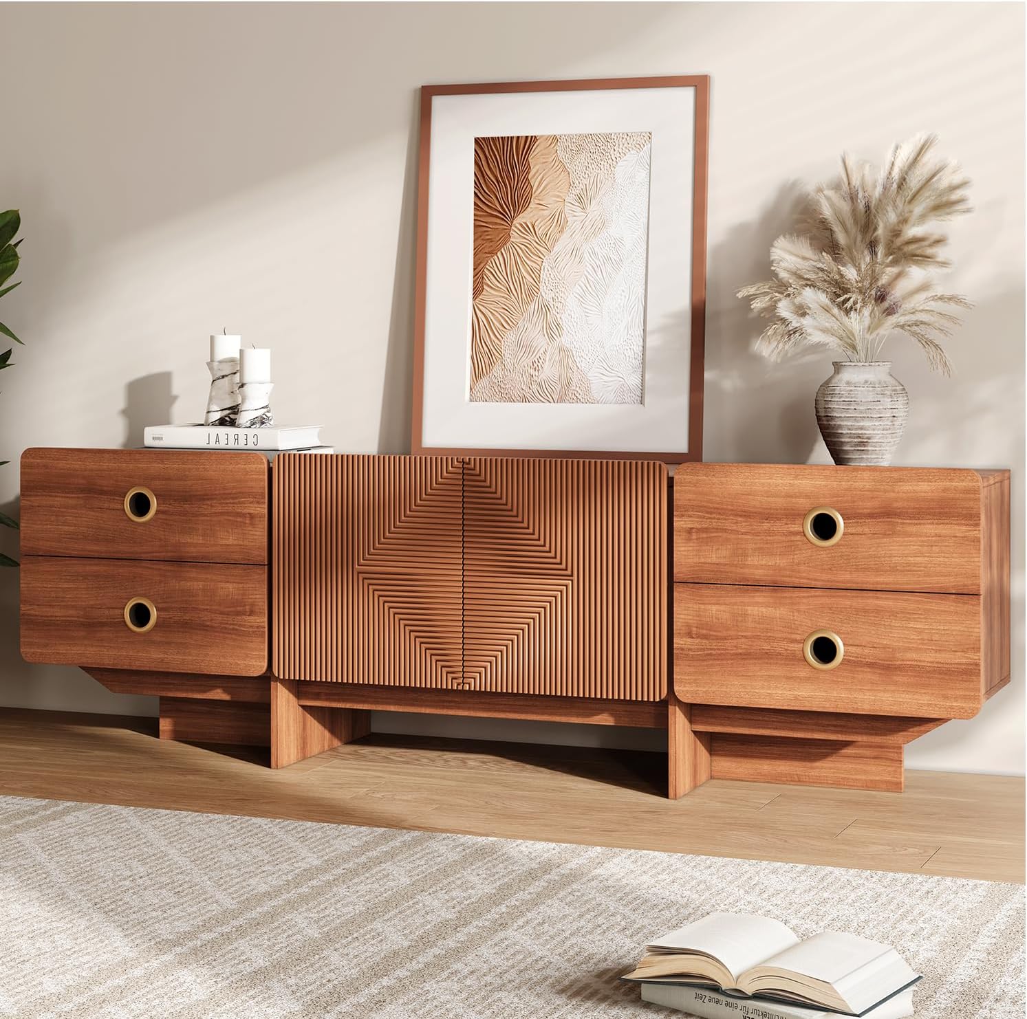 Boho Cherry TV Stand with Storage - JOINICE