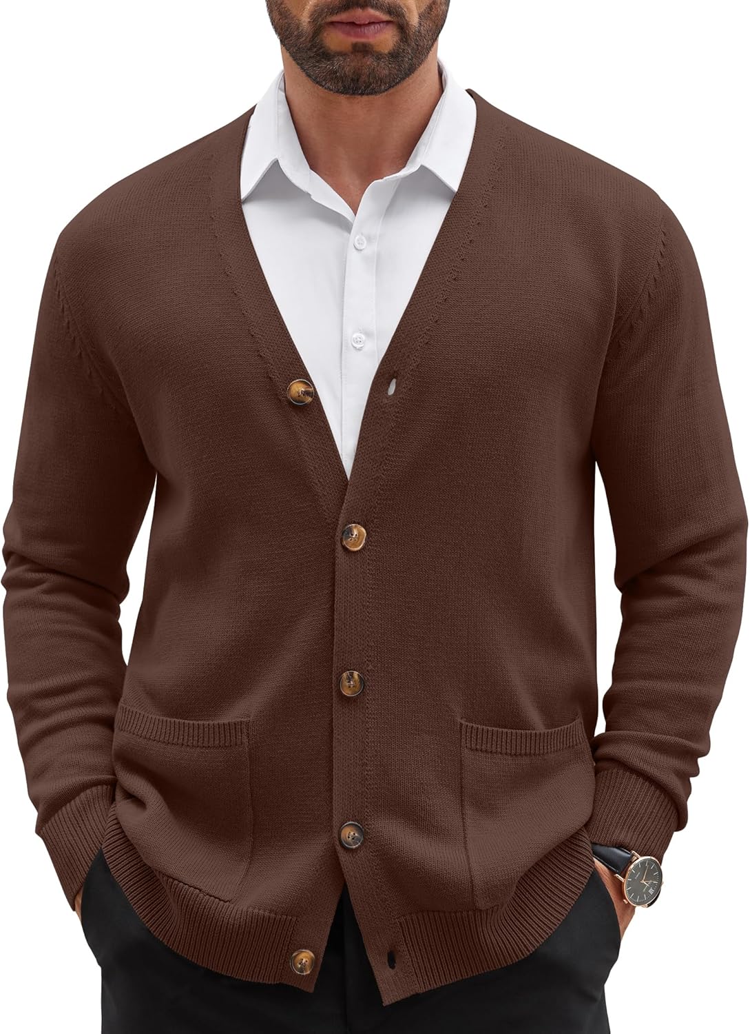COOFANDY Men's Cardigan Sweater V Neck Button Down 60ft