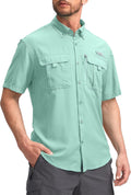 Pudolla Mens Fishing Shirts with UPF50+ and Zipper Pockets - Light