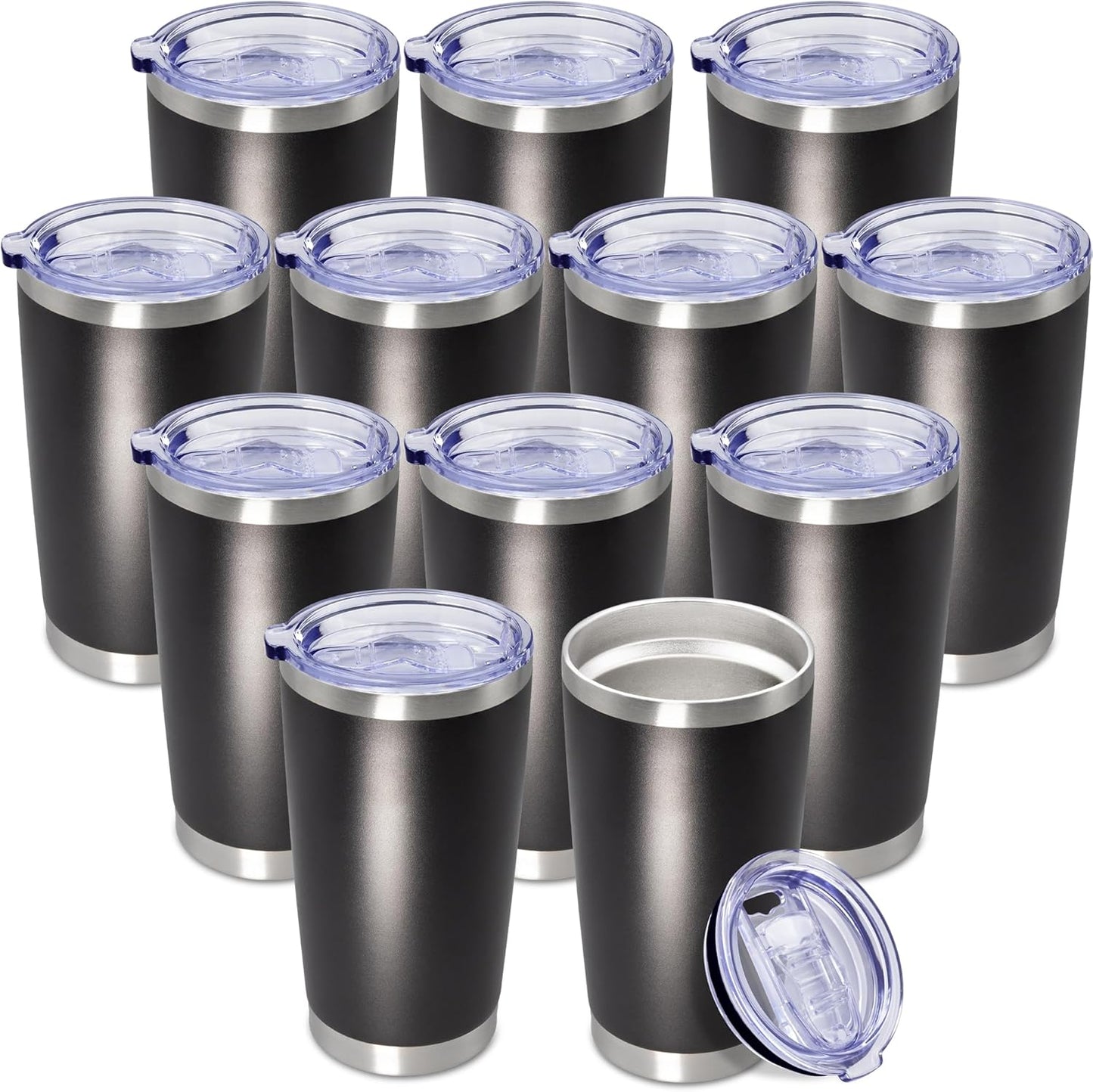 20 oz Stainless Steel Travel Tumblers with Lid - 12 Pack Set