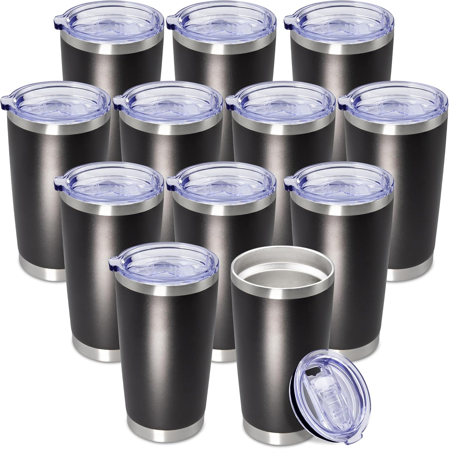 20 oz Stainless Steel Travel Tumblers with Lid - 12 Pack Set