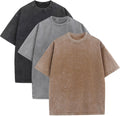 Men's Oversized Cotton T-Shirts Loose Fit Vintage Washed Tee Shoes
