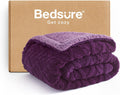 Gentlesoft Sherpa Fleece Blanket Twin Size Purple - Cozy Cable Tufted