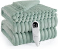 Bedsure Electric Blanket Twin - Thick Striped Flannel Heated Throw