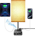 Yostyle Table Lamp with Alarm Clock Base - Multi-Function Bedside Lamp