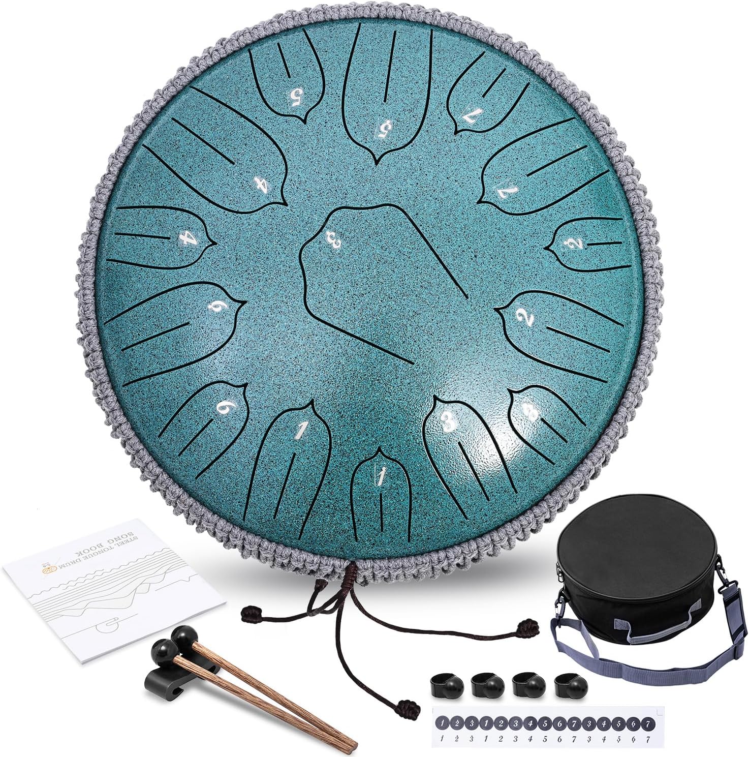 Steel Tongue Drum 13 Inch 15 Notes C-key for Meditation and Music