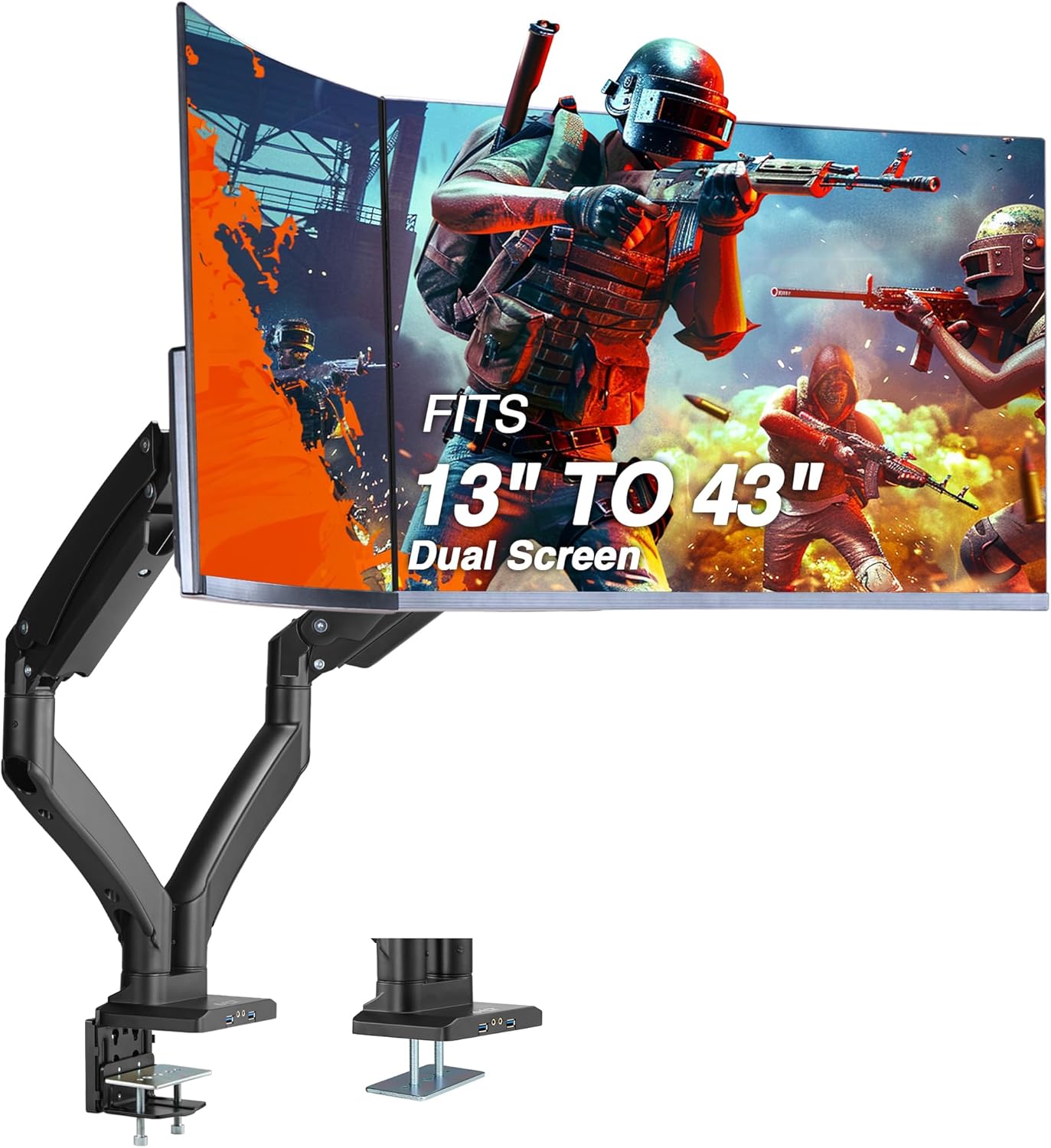 AVLT Dual Monitor Arm for 13in to 43in Screens - Ergonomic Design