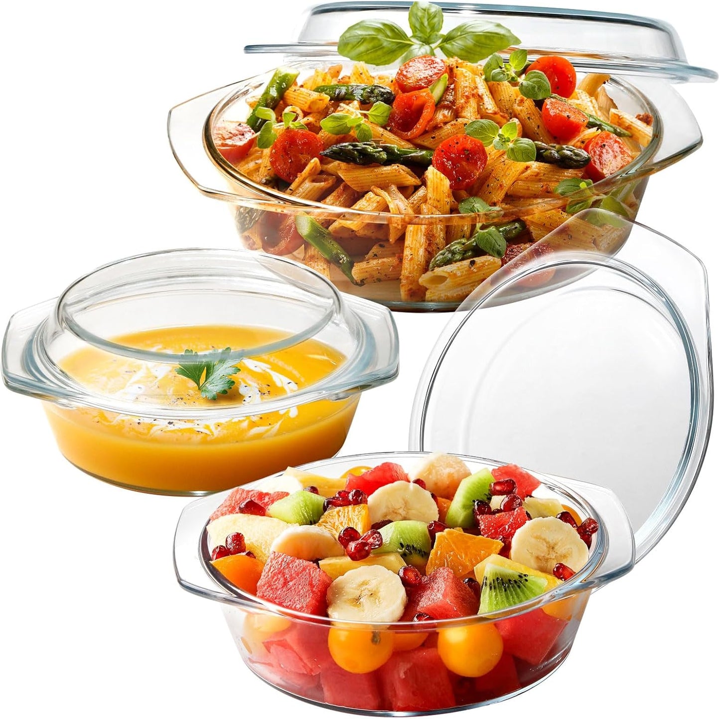 ZYER Round Glass Casserole Dish Set for Versatile Cooking
