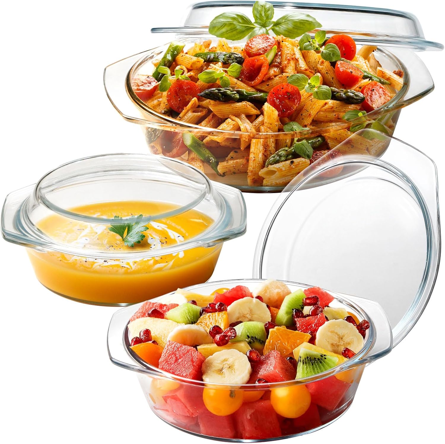 ZYER Round Glass Casserole Dish Set for Versatile Cooking