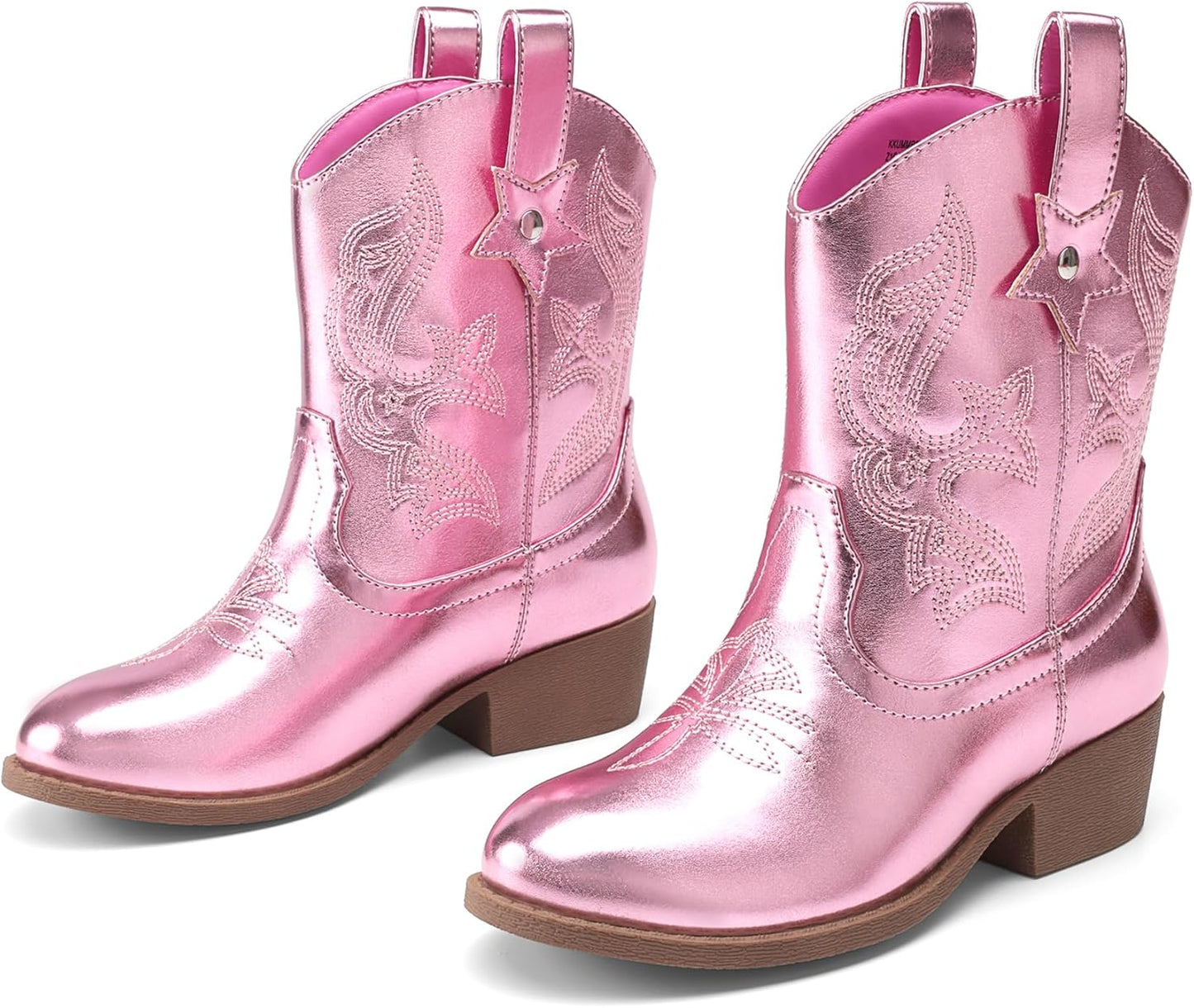 DREAM PAIRS Girls Cowgirl Boots with Embroidered Design for Kids