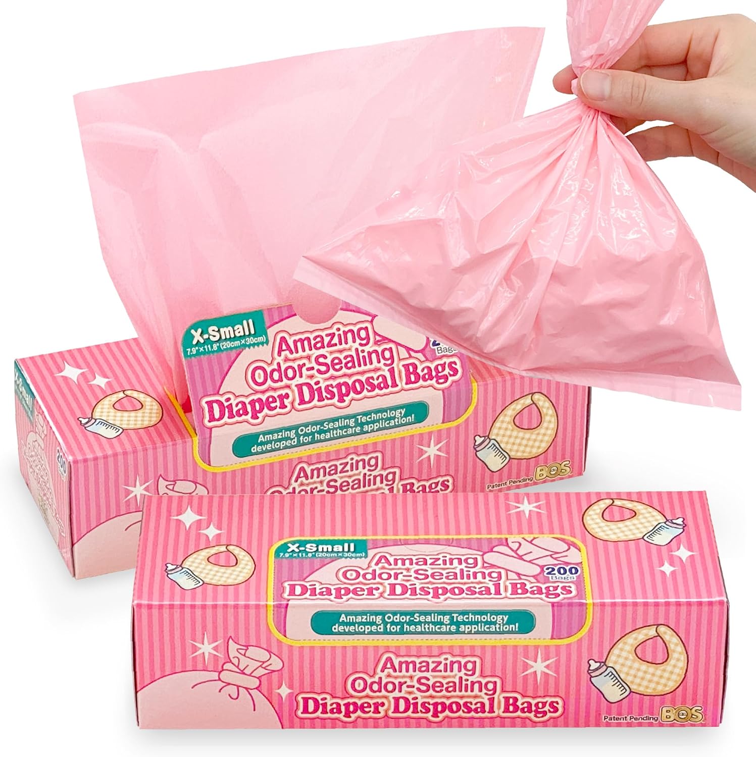 BOS Amazing Odor Sealing Baby Diaper Disposal Bags - Durable