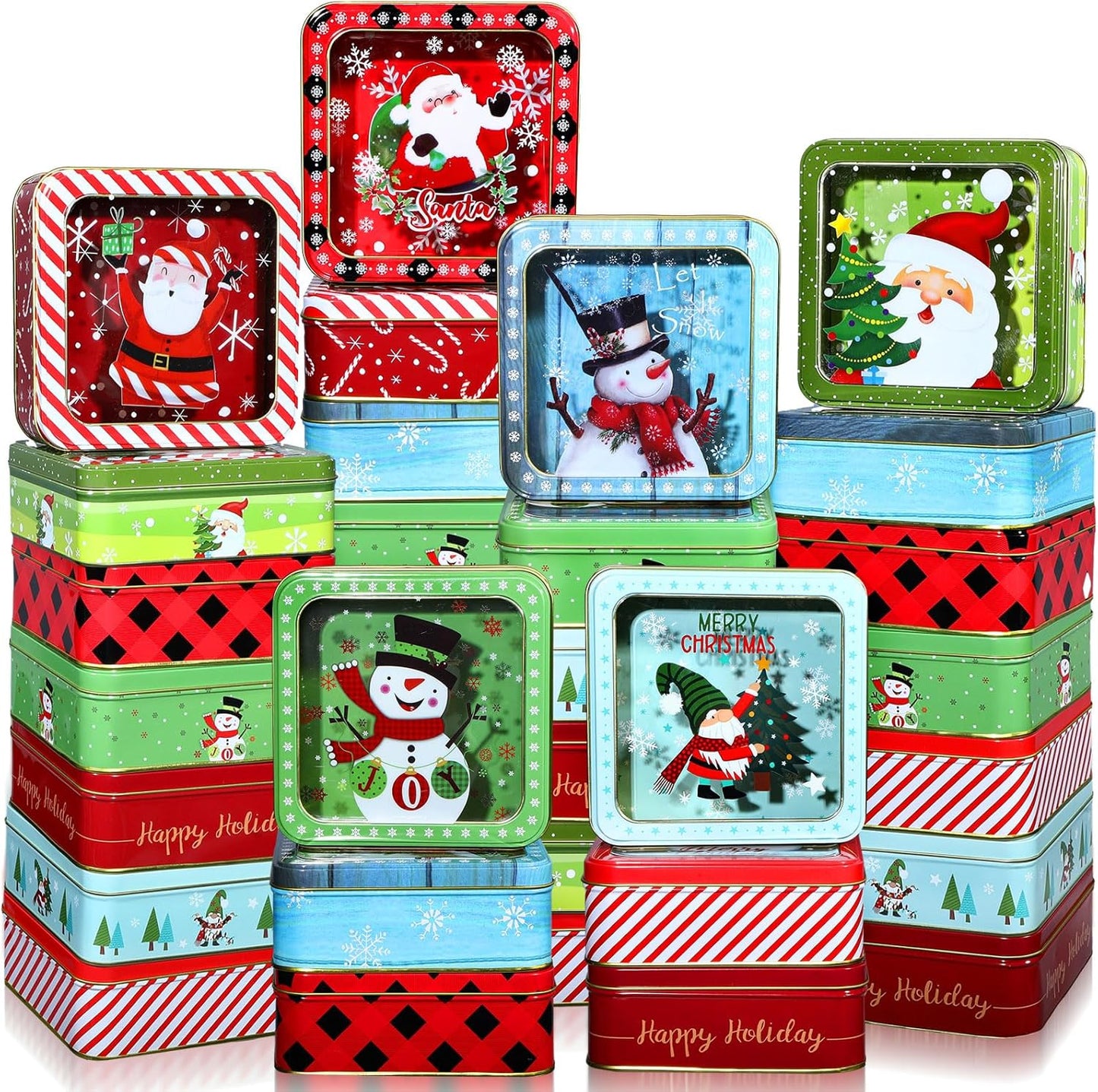 Tioncy 24 Pcs Christmas Cookie Tins for Holiday Treats Storage