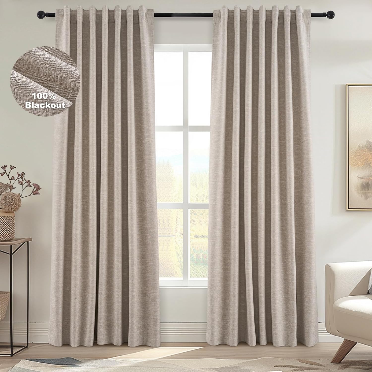 Topfinel 100 Inch Long Blackout Curtains for Bedroom 2 Panels
