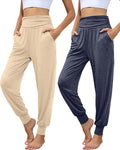 2 Pack Women's Yoga Joggers - Cozy High Waist Lounge Pants Locoowai