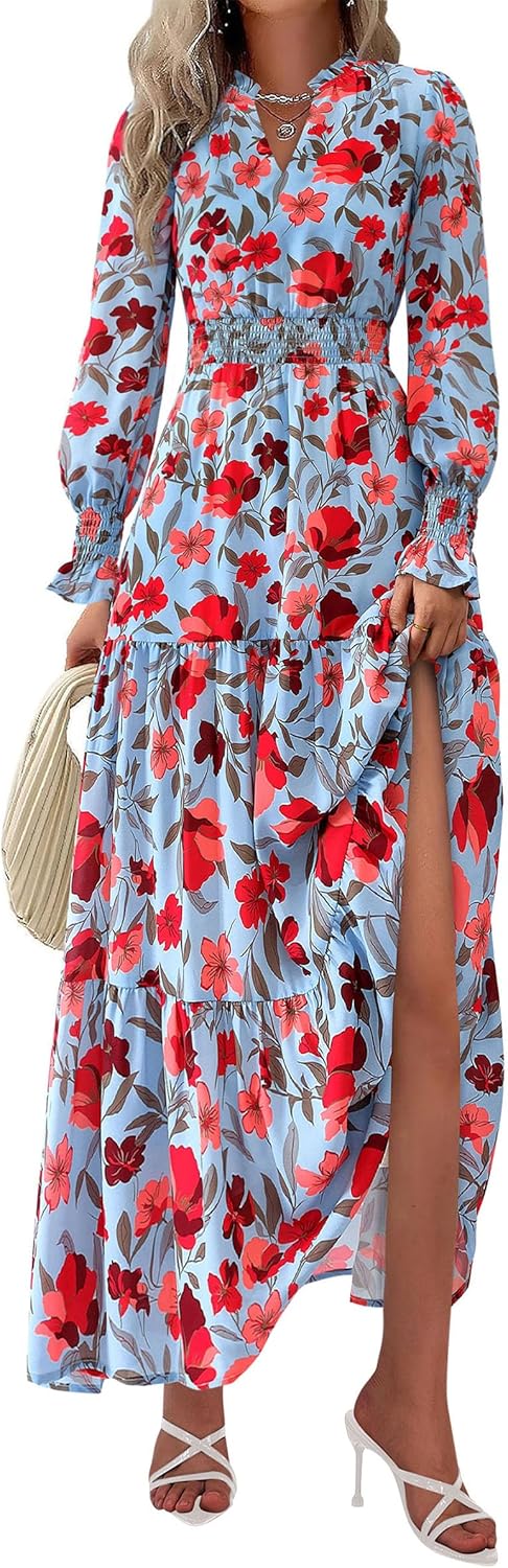 PRETTYGARDEN Women's Floral Maxi Dress for Fall Events