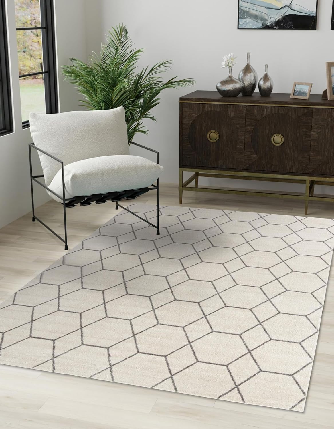 Unique Loom Trellis Frieze Collection Area Rug - Geometric Design