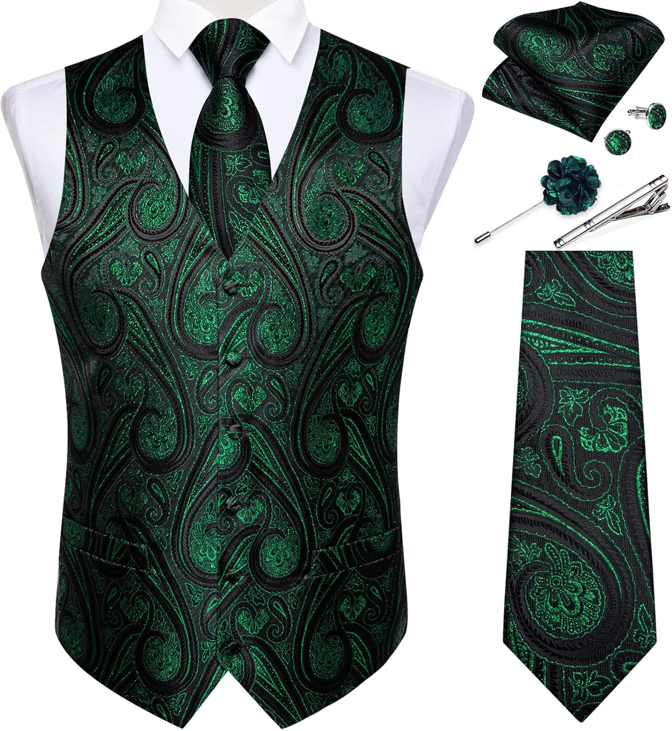 DiBanGu Mens Vest and Tie Set for Weddings and Formal Events