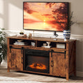 Fireplace TV Stand with Sliding Barn Door - Rustic 23in Insert
