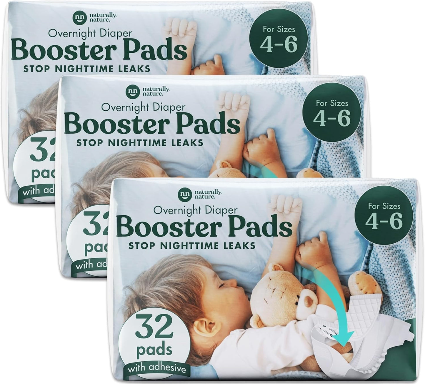 Naturally Nature Overnight Diaper Booster Pads for Leak Protection