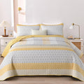 WONGS BEDDING Yellow Quilt Queen Size Bohemian Stripe Set