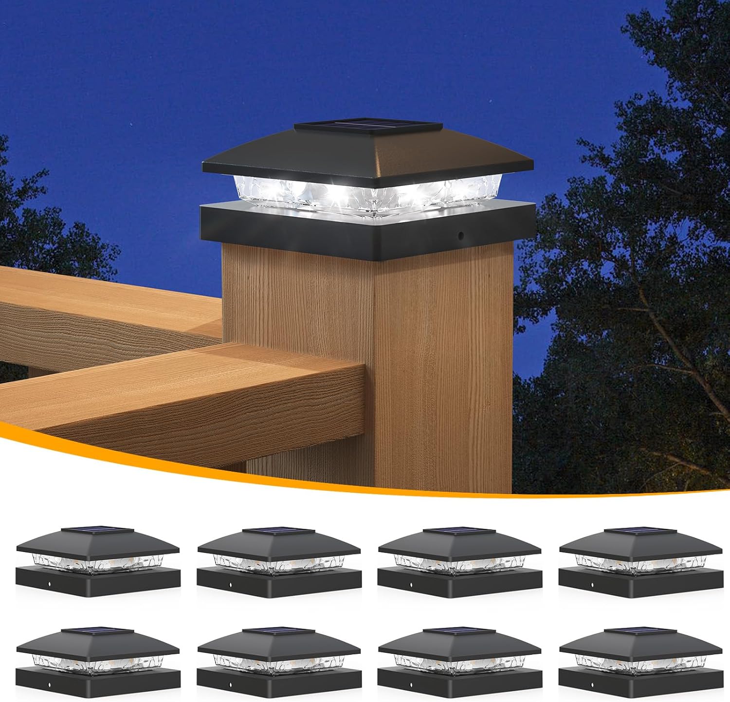 APONUO Solar Post Cap Lights for 4x4 Posts - Bright LED Set