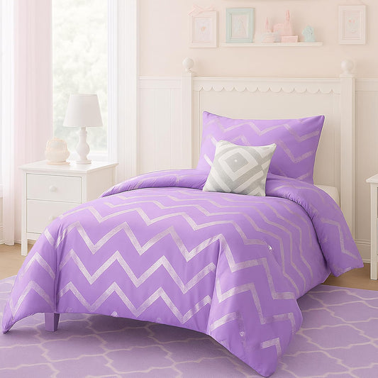 Codi Twin XL Bedding Set - Cute Purple Comforter for Girls