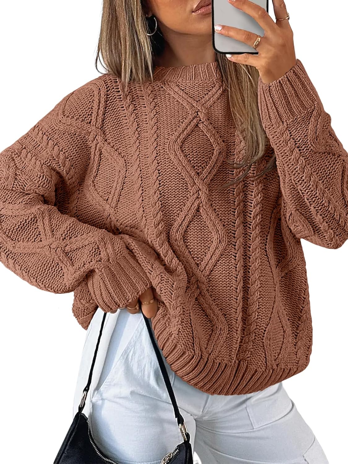 Trendy Queen Women's Oversized Cable Knit Crewneck Sweater Review